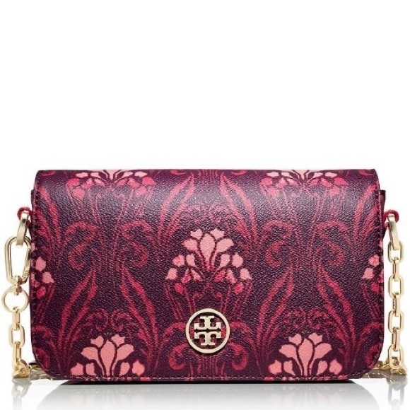 Tory Burch Handbags - Tory Burch NWT floral Robinson mini chain bag clutch crossbody adjustable length